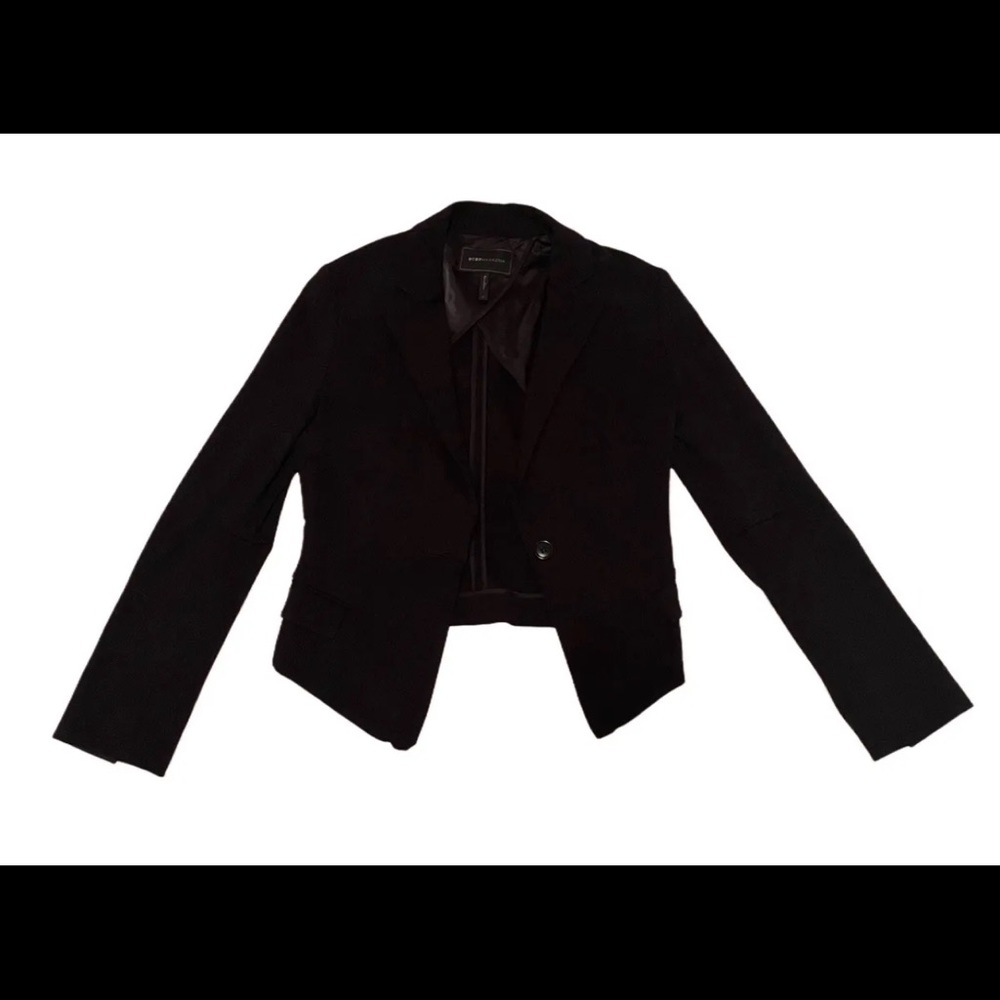 BCBG Max Azria Womens Woven Shawl Collar Button Up Blazer Jacket Black Size S